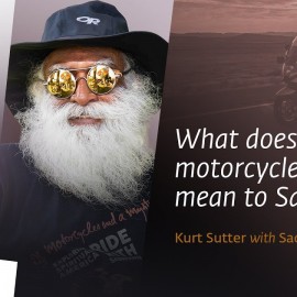 What does motorcycle riding mean to Sadhguru?